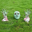 WODMAZ Halloween Zombie Stakes Decorations, Scary Zombie with Face and Arms Lawn Stakes, Groundbreaker Stakes for Halloween Patio Yard Lawn Graveyard Scenes Outdoor Party Props Decor, 3Pack