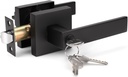 KNOBWELL Exterior Door Handle Heavy Duty Keyed Entry Door Lever Set(Not Keyed Alike) Entrance Handleset, Matte Black Finish, Left or Right Handing Door Handle 2.13 lb One Lever