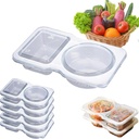 20 PCS Reusable Grab Go Snack Containers, Portable Clear Snack Pack Boxes with Double Compartments Lids for Snacks Condiments