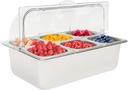 Ice Chilled Condiment Containers, Food Serving Display Container, Stainless Steel Chilled Condiment Tray with Lid, 6-Pan Countertop Dispenser Display Rack, Fruit Trays for Restaurant
