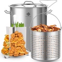 ARC 64-QT Large Stainless Steel Stockpot for Seafood Boiler Crawfish Pot with Basket and Steamer Rack, Outdoor Cooking Pot for Crab Lobster Shrimp Trukey Fryer Boiling, and Tamales Steamer,16 Gal
