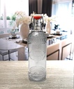 Circleware Manor Hill Hermetic Glass Bottle with Locking Swing Top Lid, Fun Party Home Entertainment Glassware Drink Pitcher for Water, Milk, Juice, Beer, Ice Tea, Farmhouse Decor, 38 oz, Clear