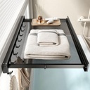 Retractable Towel Racks for Bathroom Wall Mounted with Hooks Clothes Drying Rack Bathroom Shelf for Collapsible Storage Rack Foldable Towel Holder for Kitchen, Balcony Laundry Room