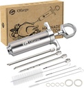 Ofargo Stainless Steel Meat Injector Syringe Kit with 4 Marinade Needles for BBQ Grill Smoker, Gifts for Men Dad Husband in Thanksgiving Christmas Day, 2-oz Large Capacity, Both Paper User Manual and E-Book Recipe