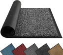Mibao Front Door Mat, Dirt Trapper Welcome Mat for Outdoor Indoor, Non-Slip Waterproof Doormat, Durable Machine Washable Low Profile Entry Rug for Back Door Outside Patio Porch, 30" x 18", Grey