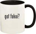 got fukui? - 11oz Ceramic Colored Handle and Inside Coffee Mug Cup, Black