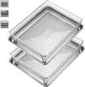 2Pack Air Fryer Accessories Basket and Tray for Cuisinart TOA-60 TOA-65 TOA-70 TOA-75, 12.3"x11" Nonstick Stainless Steel Baking Sheet Grilling Oven Air Fryer Basket for Family BBQ Party Cooking