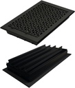 Achtek 8"x 14" Duct (9-1/2"x 15-3/4" Overall Size) Solid Cast Aluminum HVAC Air Supply Grill for Floor-Black Without Screw Holes with Detachable Steel Louver | Powder Coated
