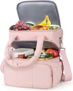 Insulated Lunch Bag Lunch Box for Women,Double Deck Leakproof Cooler Tote with Adjustable Shoulder Strap,Quilted Puffer Design & Durable,Large Reusable Thermal Meal Prep Bag for Work, Picnic, Travel