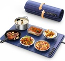 Food Warming Mat - Fast Heating Silicone Electric Warming Tray with 4 Level Temperature, Raised Feet Protects Table, Roll Up Buffet Hot Plates Heat Pad, Portable Food Warmer for Parties Travel