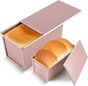 2 Pack Pullman Loaf Pan with Lid, 1 lb/0.5 lb Dough Capacity, Premium Non-Stick Sandwich Bread Loaf Pan with Lid, Carbon Steel Corrugated Bread Toast Box Mold with Cover for Baking