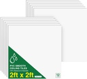 NEWPEAS Smooth Drop Ceiling Tiles 2ft x 2ft - Premium PVC to Prevent Breakage - Waterproof, Fire-Rated, Easy Drop-in Installation - Ceiling Tiles 24" x 24", White, 12-Pack Cover 48 Sq. Ft