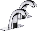 Touchless Bathroom Sink Faucet 2Pcs Automatic Motion Sensor Hands Free Faucet with Hole Cover Plate and Temperature Mixer, Commercial Solid Brass Faucet, AC/DC Powered 1 or 3 Hole (Chrome 2Pcs)