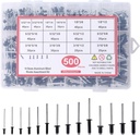 500pcs Pop Rivets Assortment Kit,14 Sizes Aluminum Rivets,Blind Rivets set,including 3/32" 1/8" 5/32" 3/16",metal Dome Head rivets Assortment kit with labels Storage boxes (Black)
