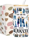 Mamma-Mia Iced Coffee Cup, Mamma Music Gift, 16 oz Coffee Glass Cup with Lid Straw, Musical Comedy Gifts for Women Teen Girls Music Lovers Fans Her Birthday Party Decorations Christmas Gifts