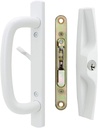 Veranda Sliding Glass Door Handle Set with Mortise Lock, White, Keyed, 3-15/16” Screw Holes, 1-3/4” Door Thickness