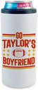 Go Taylor’s Boyfriend – Red and Gold Football Inspired Design - One Stainless Steel Skinny Can Cooler for Hard Seltzers & Beer – Double Wall Vacuum Insulation to Keep Beverages Cold For Hours!