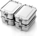 Umigy 4 Pcs Stainless Steel Food Containers 1000 ml Metal Bento Lunch Box Stainless Steel Food Storage Containers, Lockable Clips to Leak Proof, Reusable Dishwasher Snack Boxes for Work