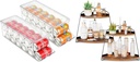 Puricon 2 Pack Soda Can Organizer Dispenser for Refrigerator Bundle with Corner Bathroom Counter Organizer(2 Pack Brown)