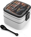 Chess Library Bento Box with 2 Compartments Adult Lunch Box Lunch Container for Meal Prep Work And Outdoors