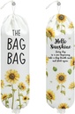 2Pcs Sunflower Plastic Bag Holder for Kitchen Essentials, Wall Mount Grocery Bag Holder for Plastic Bags, Summer Sunflower Reusable Grocery Bags Storage Dispenser for Home Kitchen Pantry Farmhouse