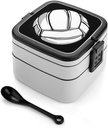 Volleyball Portable Bento Box with Handle 2 Compartment Leak-Proof Stackable Lunch Box for Work Picnic Camping