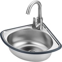 Corner Wall Mount Bathroom Sink Commercial Stainless Steel Wall Mounted Hand Sink With Gooseneck Faucet Commercial Restaurant Kitchen Sink Set For Restaurant Bar Cafe Salon & Spa (Color : Hot and col