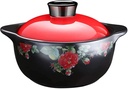 Casserole Dish Soup Casserole Round Ceramic Casserole With Lid,Printed Covered Casserole Dish,Delicious Slow Cooker,Heatresistant Stew Pot,Notstick Stockpot,Soup Pot,Clay Pot (Size : 1.6L)