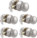 Probrico Non-Locking Passage Door Knobs Brushed Nickel Interior Door Handles for Hallway and Closet, Stainless Steel Knobs Without Keys, 5 Pack