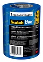 Linhas ScotchBlue Sharp Fita do Pintor, 1,88 polegadas x 60 jardas, 3 rolos, azul, fita de pintura protege superfícies e remove facilmente, Edge-Lock Fita de pintura para uso interno e exterior