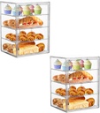 Bread Box for Kitchen Countertop Pastry Display Case 4 Layers Adjustable Clear Bread Storage Container with Magnetic Door Bread Box Bakery Display Case Bread Holder 2 Pack