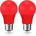 EvaStary LED Red Light Bulb 60W Equivalent, A19 LED E26 Base Red Color Light Bulbs, 9W Bulb for Halloween, Christmas Decoration, Party, Bars, Porch Lights, Holiday Mood Lighting, Pack of 2