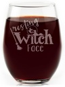 Funny Resting Witch Face Engraved Stemless Wine Glass