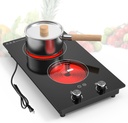 VBGK 2 Burner Electric Cooktop,3000W Built-in and Countertop Electric Stove Top Burner with 9 Heating Level, Timer & Kid Safety Lock, LED Knob Control 220V Plug