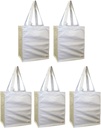 100% Cotton Canvas Oversized Grocery/Multipurpose Tote Bag 5 Pack, Shoulder Length With Extra Strong Cotton Webbing Handles
