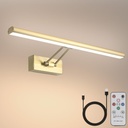 Picture Light,13.5" Art Light, Picture Light Battery Operated,3CCT Picture Lights for Wall,Wireless Picture Lights with Remote for Wall Display, Photo,Library Brass-Plated