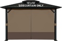 Aoodor 10x10 ft Outdoor Gazebo Curtains, 4 Panels Waterproof Privacy Sidewall Replacement with Zipper for Patio Pergola and Canopy, Brown