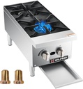 WILPREP Commercial Gas Stove with 2 Burners, Propane and Natural Countertop Cooking Range with Total 56000 BTU, Stainless Steel Hot Plate, Commercial Cooking Equipment for Restaurant