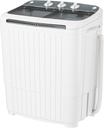 INTERGREAT Portable Washing Machine with Longer Hose, Twin Tub Washer Mini Compact Laundry Machine with Drain Pump, 16lbs Portable Washer Dryer Combo for Dorms, Apartments, Grey