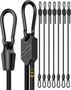 8 Pcs 48 Inch Adjustable Carabiner Bungee Cords with Hooks, Easy to Adjust from 7" to 48", Black Bungee Straps with UV-Resistance & Superior Elasticity for Cargo, Bike, Luggage, Carts, Truck, etc