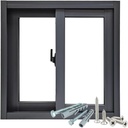 Basement Windows, Shed Windows with Tempered Glass and Fiberglass Screenre, Exterior Sliiding Windows, Aluminum Replacement Window for Houses, Small Mobile Home Vinyl Window(Black,32x14in)