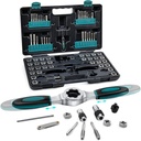 76-Piece SAE/Metric Tap and Die Set with Extendable Ratcheting Tap Handle, Rethreading Tool Kit for Internal and External Threading