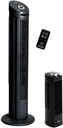 Seville Classics UltraSlimline Indoor Bladeless Oscillating Tower Fan Quiet Cooling LED Display Space-Saving for Home w/ Remote and 7.5H Timer, Black Combo, 40" 4-speed / 17" 3-speed (75 degrees)