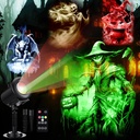 12 in 1 Halloween Projector Lights Outdoor 2025 Upgrade 3D Dynamic Window Indoor Decorations Skull Ghost Bats Witch Scary HD Patterns, 4 Colors, with Remote for Holiday House Garden Decor(Halloween)