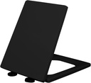 Rectangular Toilet Seat Soft Close Quick Release Install PP Plastic For Square Toilet Replacement Cover Lid,Glossy Black