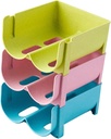 3pcs Stackable Refrigerator Drink Storage Boxes Can Organizer for Beer and Beverages Space-saving Design for Home Kitchen and Restaurant Use Green Blue Pink
