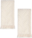Luxury Decorative Hand Towels Bathroom: 2 Packs 14X30 100% Cotton Turkish Absorbent Soft Face Towel Set for Boho Bathroom Decor Kitchen Hotel Spa Farmhouse Guest Tea Gift (Cream White, 14"x30")