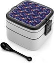 Fantasy Star Dragon Print Bento Box, Cute Lunch Box Containers for Adults Women Men, Small Salad Container for Lunch, Reusable Double Lunchable Stackable
