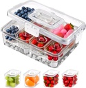 Snack Box Container with Ice Pack,Divided Serving Tray with Lid and Handle Beach Essentials,Perfect for Party,Leak-Proof Travel & Picnics,Keep Food Cold & Fresh