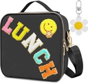 Lunch Box for Girls Women, Preppy Lunch Box for Teen Girls， Insulated Girls Lunch Bag for Kids, Large Reusable Cute Cooler Bag with Adjustable Shoulder Straps,Perfect for School Travel Picnic（Pink）